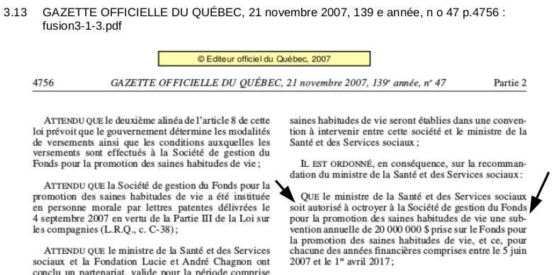 Gazette officielle du Qubec, 21 novembre 2007, 139 e anne, n o 47 p.4756: