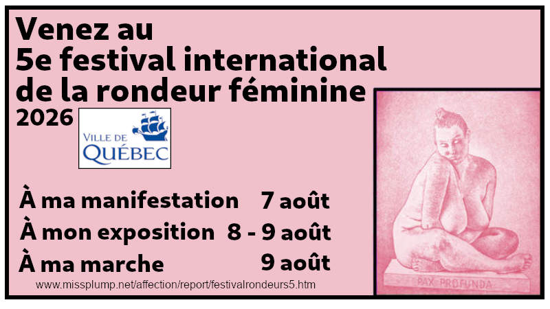 Venez au 5e festival international de la rondeur féminine 2026 Venez au 5e festival international de la rondeur féminine 2026 dans la ville Québec